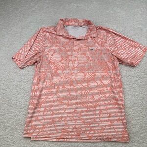 Vineyard Vines Polo Shirt Men Large Performance Golf Leaf AOP Stretch Pullover